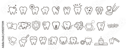 Set of dental icons on white background