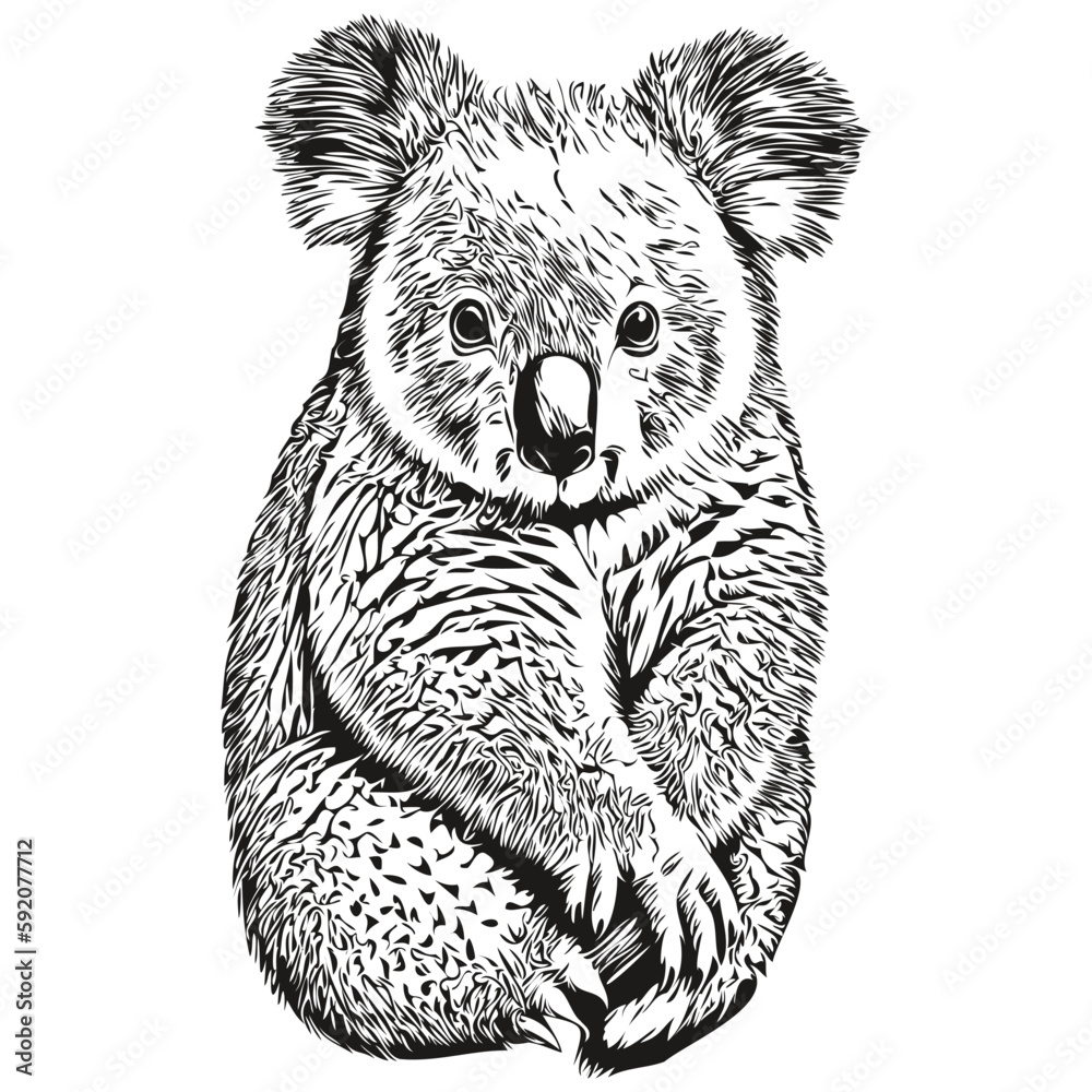 Fototapeta premium Koala vector illustration line art drawing black and white koala bear