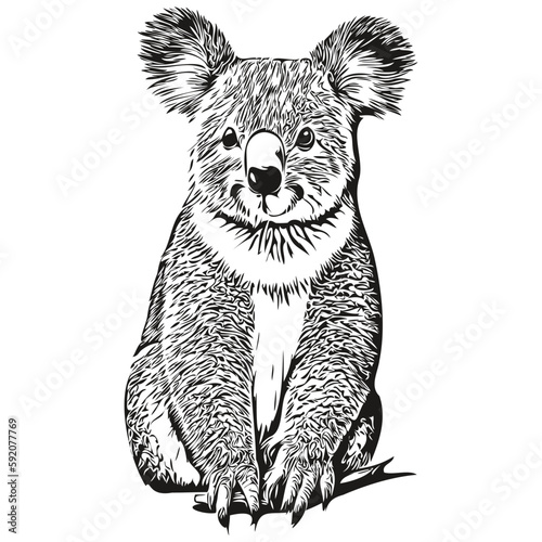 Photography Vector image of silhouette of a Koala on a white background, koala bear