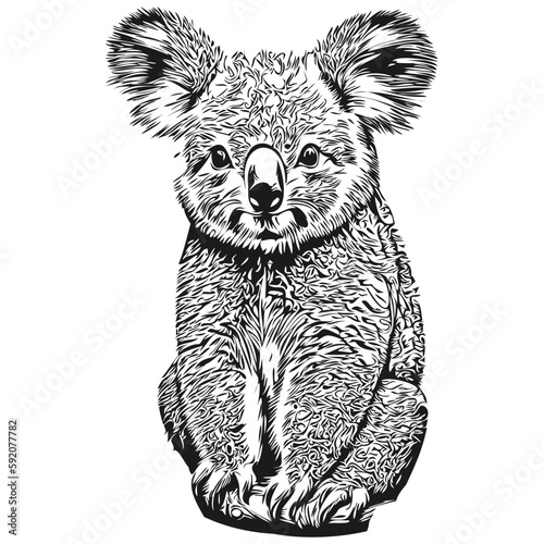 Vintage engrave isolated Koala illustration cut ink sketch koala bear