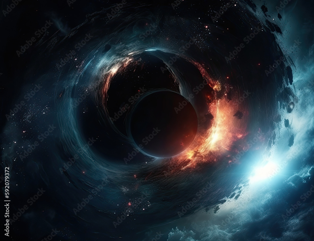 Black Hole Background, Outer Space, Planets, Stars, Graphical Resource. Generative AI