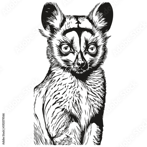 Fototapeta Naklejka Na Ścianę i Meble -  Lemur sketches, outline with transparent background, hand drawn illustration Lemurs