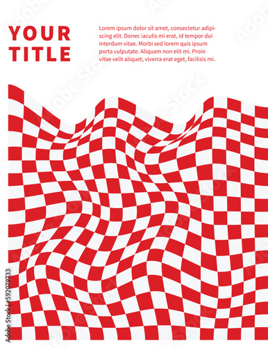 Red and white checkered background. Template for card, banner, and poster design. photo