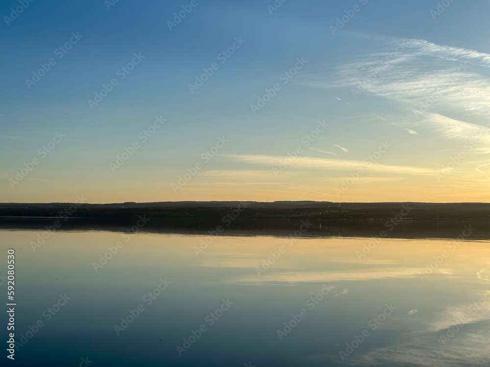 sunset over the lake