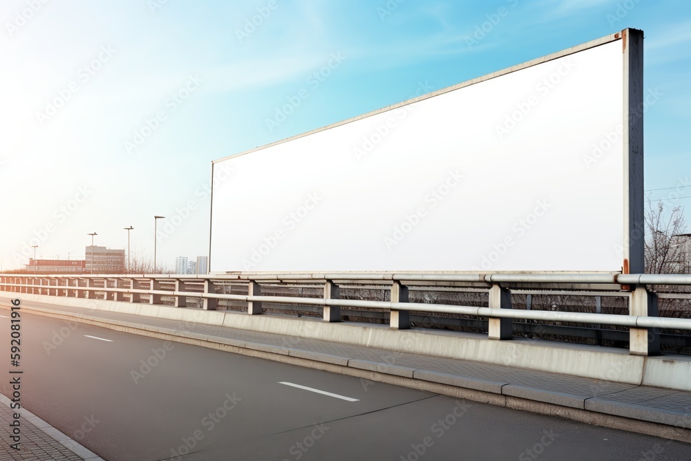 Blank billboard. Mockup. Blank banner. Outdoor billboard mockup, outdoor advertising poster with city and sky background. Generative AI Blank billboard. Mockup. Blank banner. Outdoor billboard mockup, outdoor advertising poster with city and sky background. Generative AI