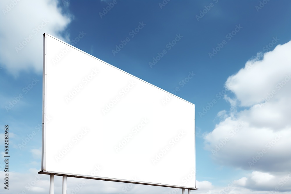 Blank billboard. Mockup. Blank banner. Outdoor billboard mockup, outdoor advertising poster with city and sky background. Generative AI Blank billboard. Mockup. Blank banner. Outdoor billboard mockup, outdoor advertising poster with city and sky background. Generative AI