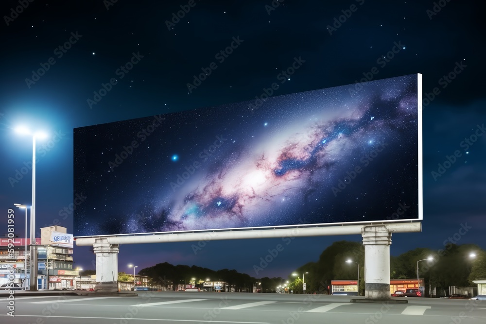Obraz premium Blank billboard. Mockup. Blank banner. Outdoor billboard mockup, outdoor advertising poster with city and sky background. Generative AI