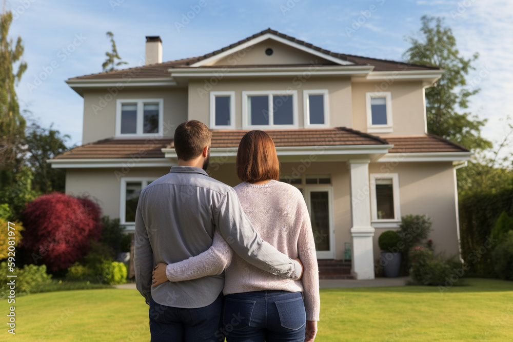  couple standing in front of a house