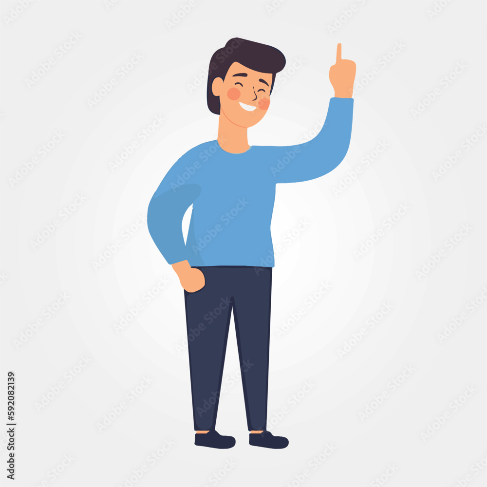man in indicating pointing to the side, vector illustration
