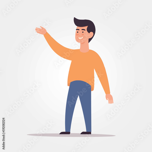 vector illustration, man in happy excited