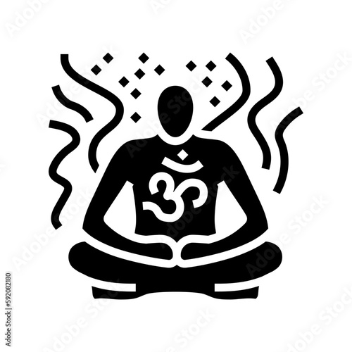 focused meditation yoga glyph icon vector illustration