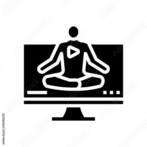 web online yoga relax glyph icon vector illustration