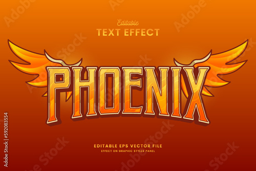 decorative editable phoenix text effect vector design