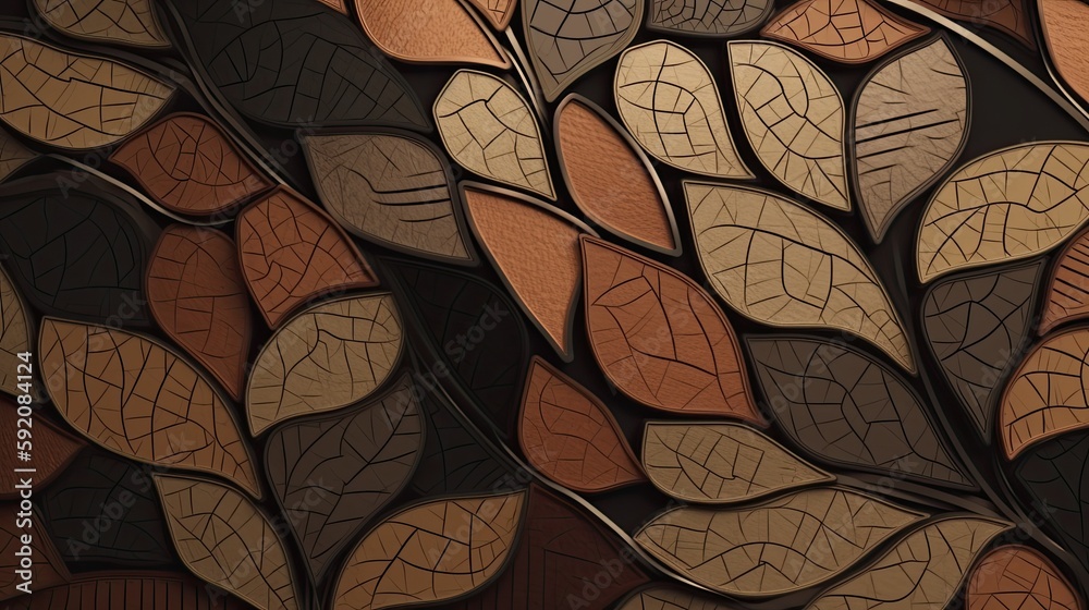 Leaf patterns with earthy colors and a natural feel created with generative AI technology Leaf patterns with earthy colors and a natural feel created with generative AI technology