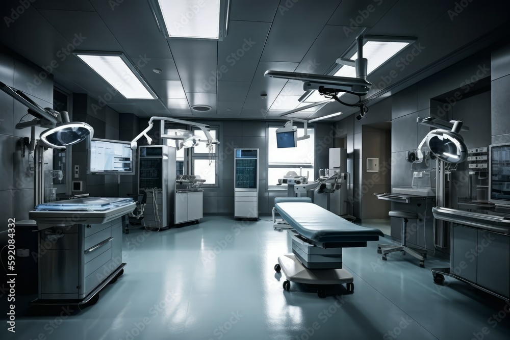 Interior of a surgical ward or intensive care unit. Operating room in a hospital. AI generated, human enhanced Interior of a surgical ward or intensive care unit. Operating room in a hospital. AI generated, human enhanced