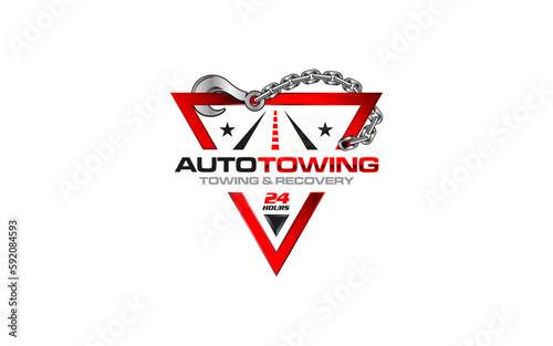 Illustration vector graphic of towing truck service logo design suitable for the automotive company