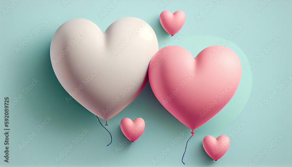 Clean and Simple Valentines Day Heart-Shaped Balloon, Generative AI