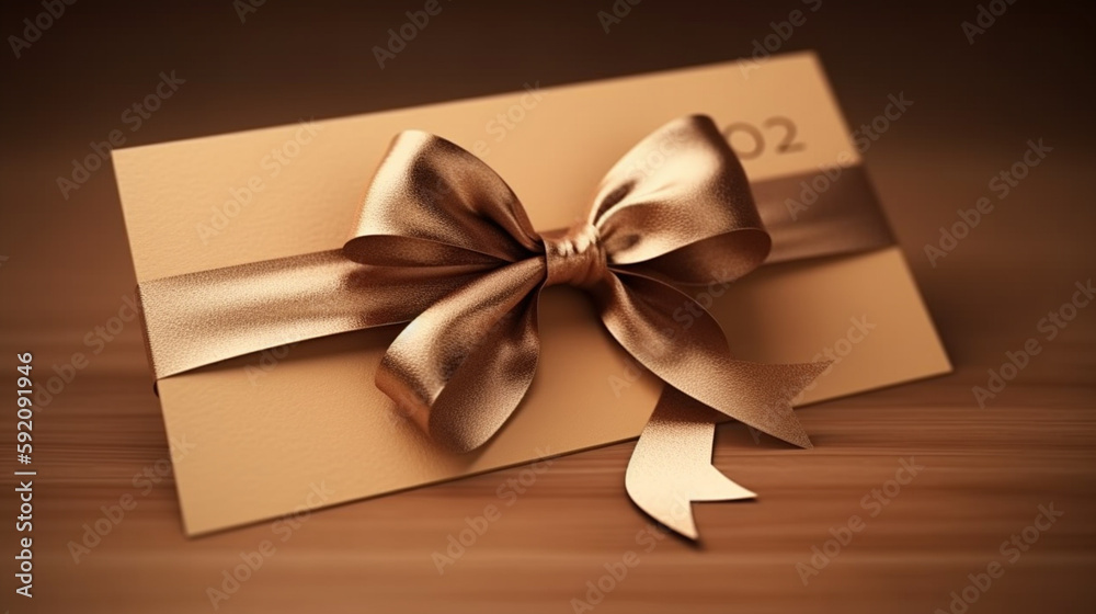 Gift box with gold bow .generative ai Gift box with gold bow .generative ai