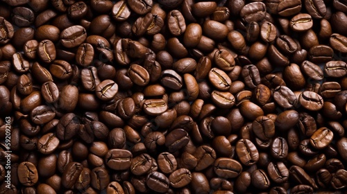 Roasted Fresh Brown Coffee Beans Background Aromatic Whole Bean Brew Generative AI