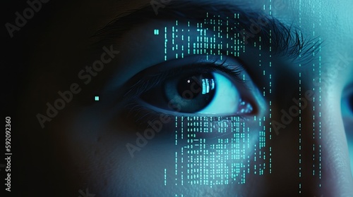 Close-Up Hacker's Eyes Intent Focused Cybersecurity Threats Concept Generative AI