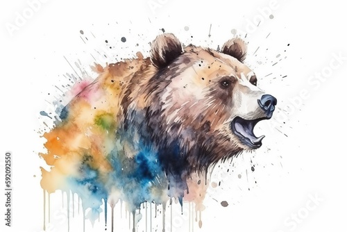 Aquarelle Watercolor Bear Painting Nature Inspired Artistic Design Generative AI