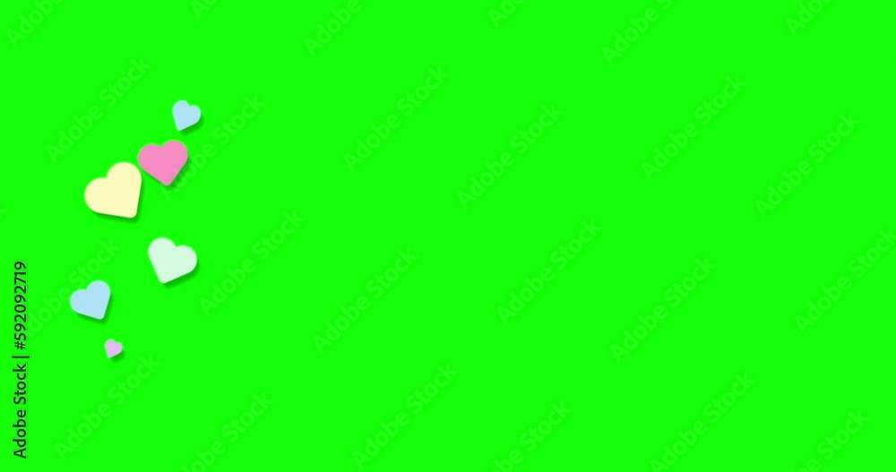Social media Live style animated colorful hearts isolated on a green background. 4k resolution animation. Valentine's day heart animation. Banner with copy space Social media Live style animated colorful hearts isolated on a green background. 4k resolution animation. Valentine's day heart animation. Banner with copy space