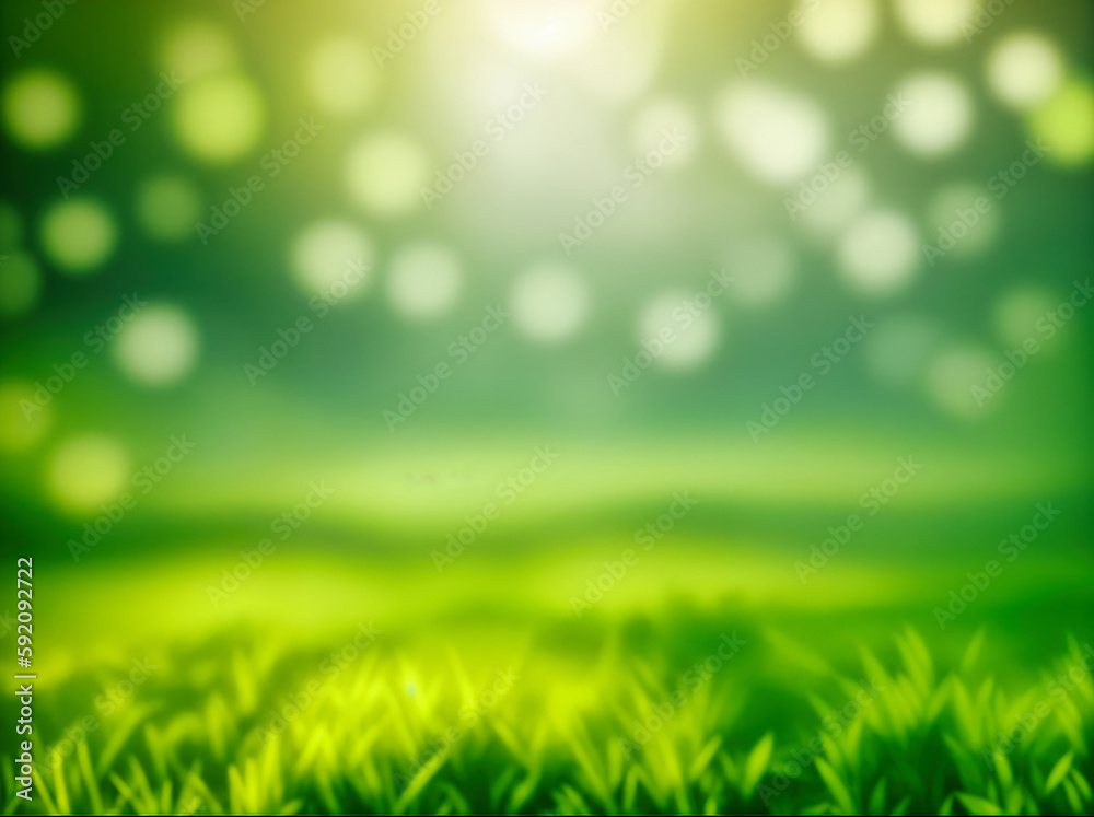 Green blurred background and sunlight