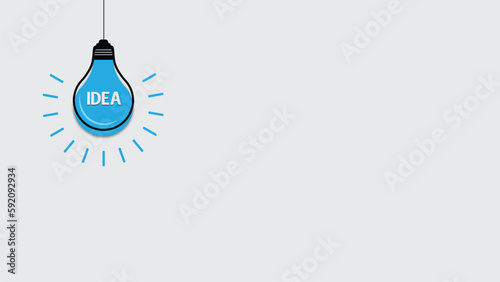Innovation blue bulb idea light on white background