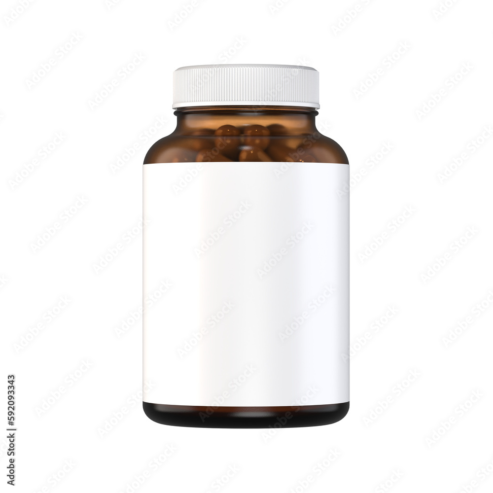 Botella medicinal con pildoras,3d render ilustracion Botella medicinal con pildoras,3d render ilustracion