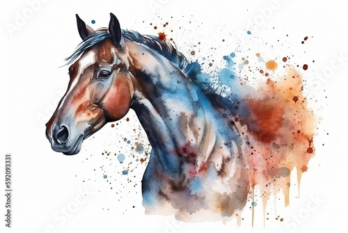 Aquarelle Watercolor Horse Painting Nature Inspired Artistic Illustration Generative AI