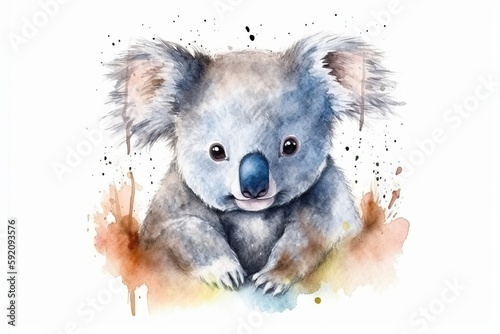 Watercolor Aquarelle Painting Koala Australian Wildlife Artistic Illustration Generative AI