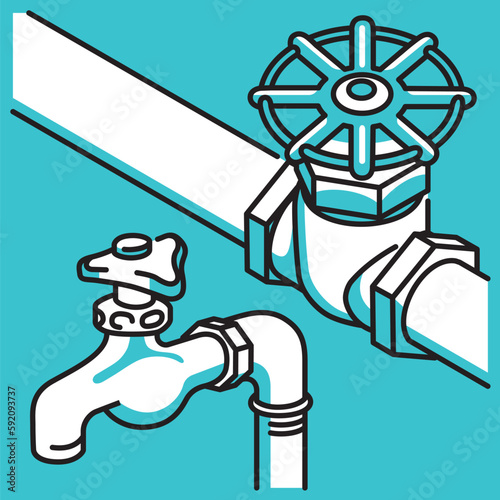 水道蛇口と水量を調整するバルブ