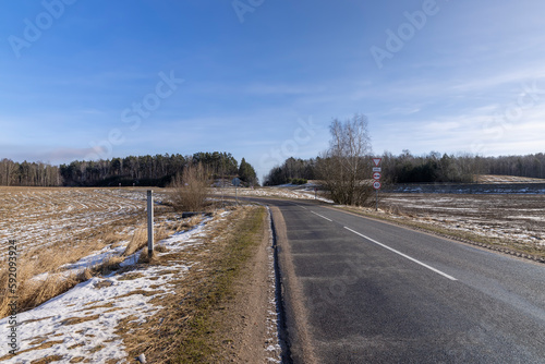 dangerous road for cars in the winter cold season