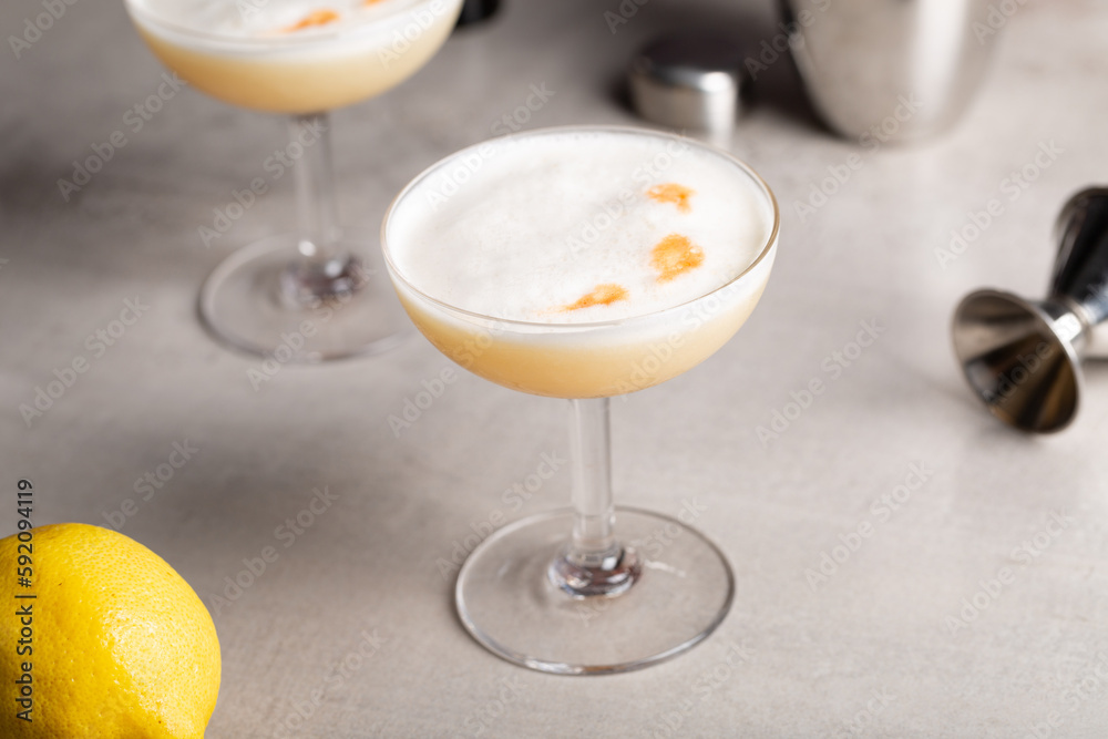 Whiskey Sour cocktail booze bourbon whiskey, lemon juice, simple syrup