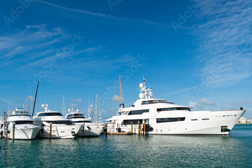 view of yacht at seaside harbour. yacht at seaside harbour. yacht at seaside harbour in summer © be free