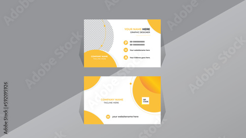 creative business card Template professional card design with image holder and Clean gradient coler geometric shape.	
