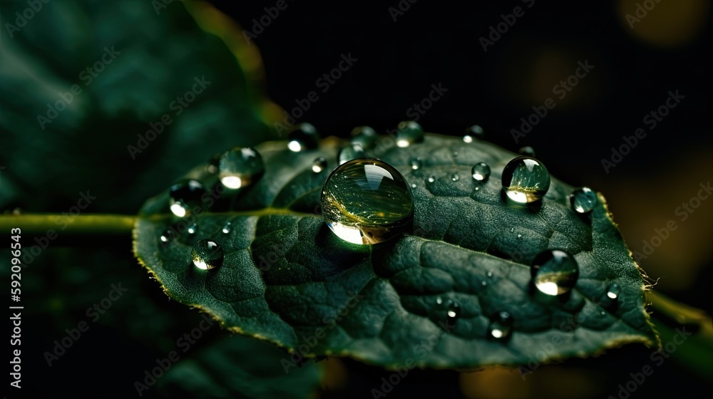 Fresh green leaf with water drop Generative AI Fresh green leaf with water drop Generative AI