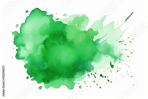 Aquarelle Watercolor Green Splash Isolated Artistic Touch White Background Generative AI
