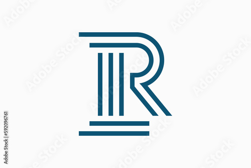 letter R law logo design vector
