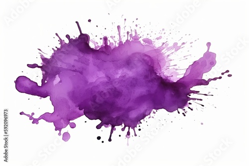 Watercolor Aquarelle Purple Splash Isolated Design Element White Background Generative AI