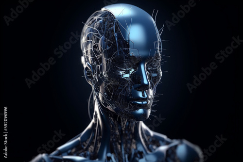 Abstract Artificial Intelligence  Robot  In The Form Of A Human  Digital Technologies  Made Using Generative Ai