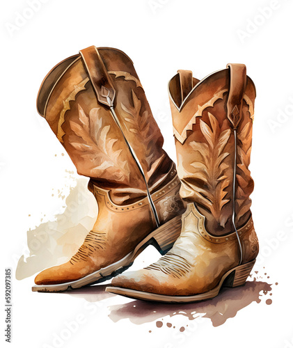 pair of western boots isolated, ai art