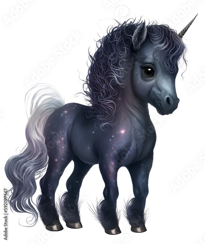 Magical cute unicorn isolated  ai art