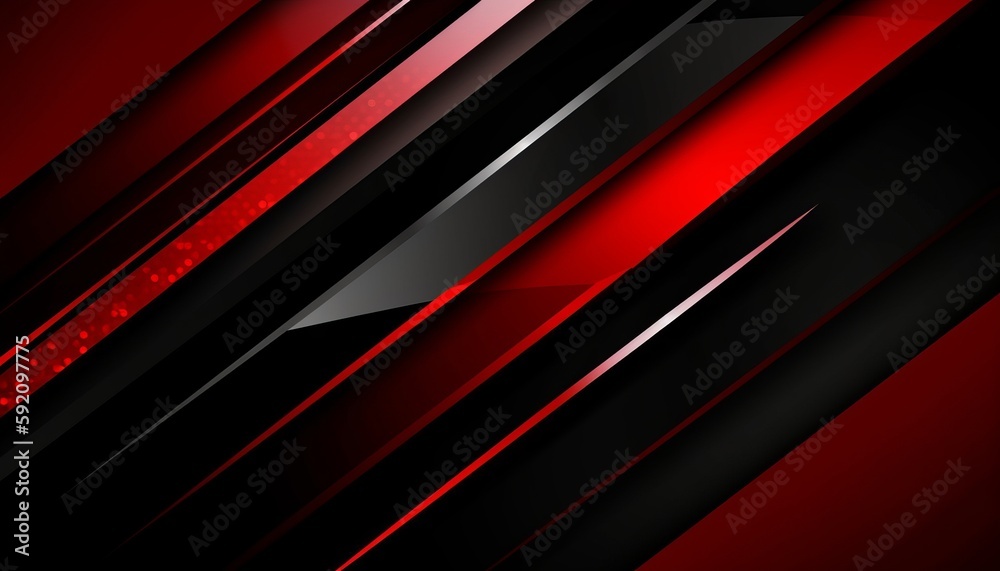 High contrast red and black glossy stripes. Abstract tech graphic banner design. Generative ai High contrast red and black glossy stripes. Abstract tech graphic banner design. Generative ai