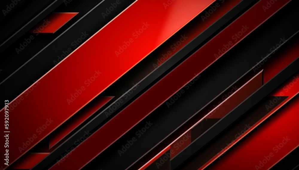 High contrast red and black glossy stripes. Abstract tech graphic banner design. Generative ai High contrast red and black glossy stripes. Abstract tech graphic banner design. Generative ai