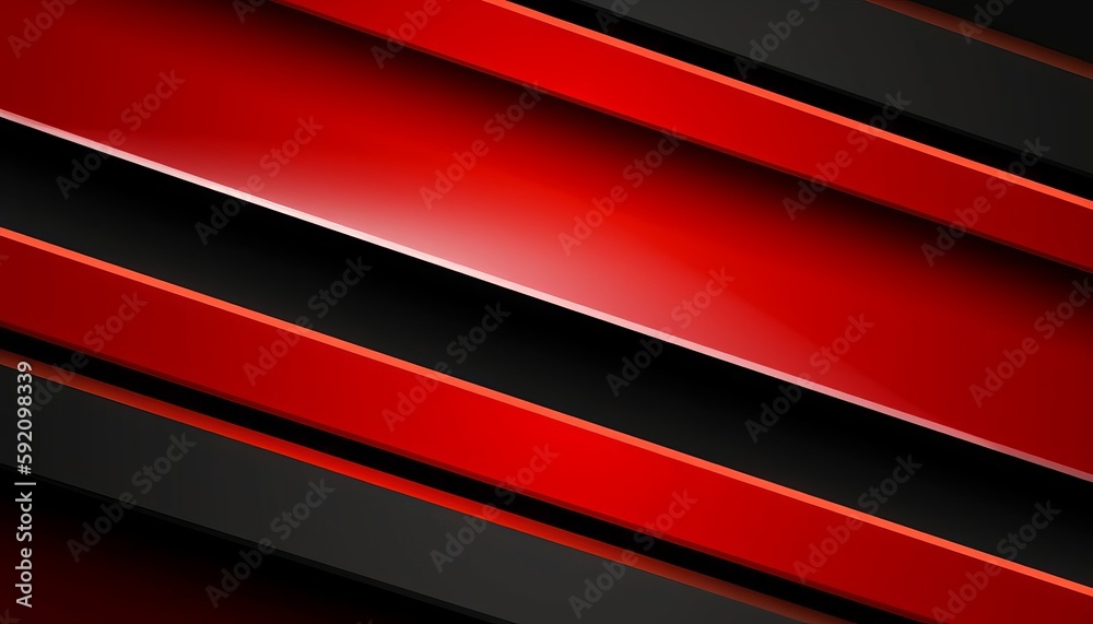 High contrast red and black glossy stripes. Abstract tech graphic banner design. Generative ai High contrast red and black glossy stripes. Abstract tech graphic banner design. Generative ai