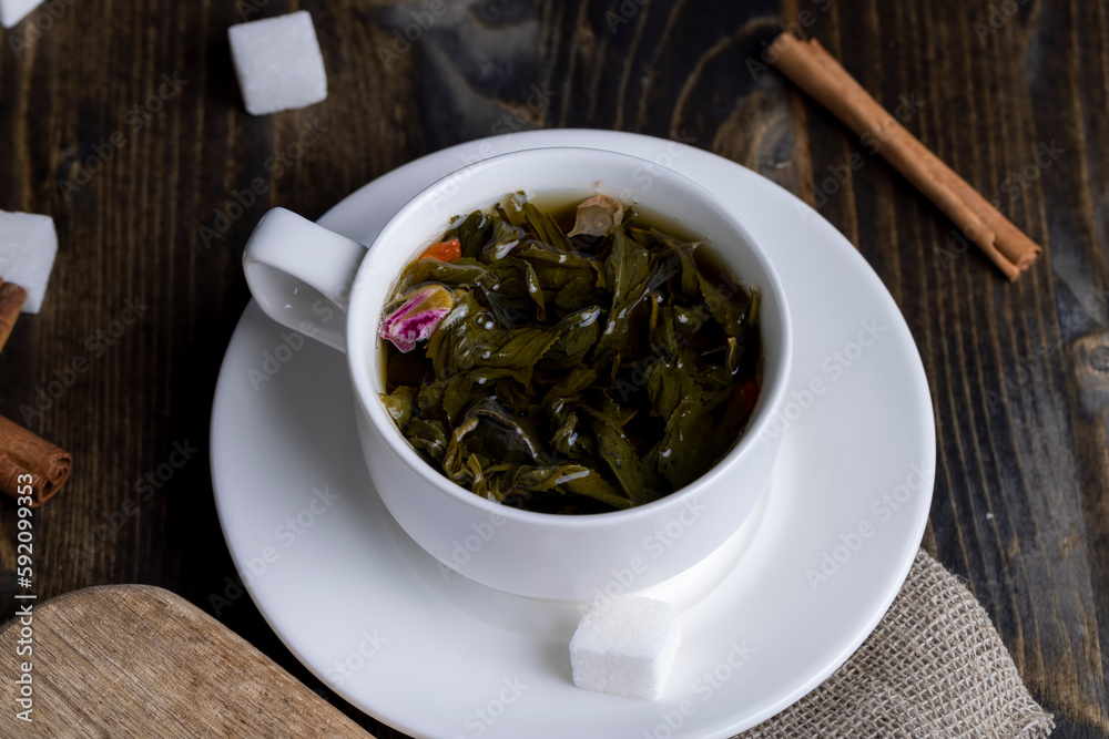 hot tea brewed in a white mug hot tea brewed in a white mug