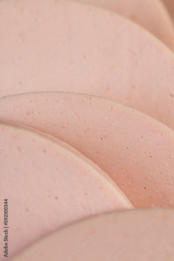 Fototapeta premium delicious fresh boiled sausage on a cutting board