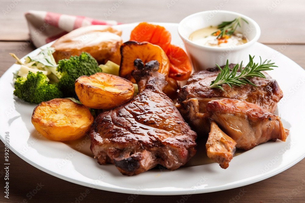 Food Meat Steak, Chicken Roast Grilled, Made Using Generative Ai Food Meat Steak, Chicken Roast Grilled, Made Using Generative Ai