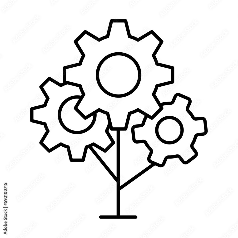 Sustainable innovation, Environmentally friendly creativity, Illuminated growth, Innovative sustainability efforts, Tree-based invention vector line icon with editable stroke.